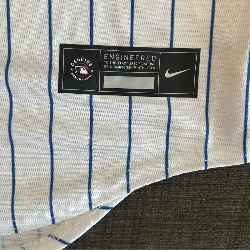 Nike New York Mets Brandon Nimmo #9 Pinstripe with Patch Jersey Men’s Sz: Medium - Picture 7 of 7